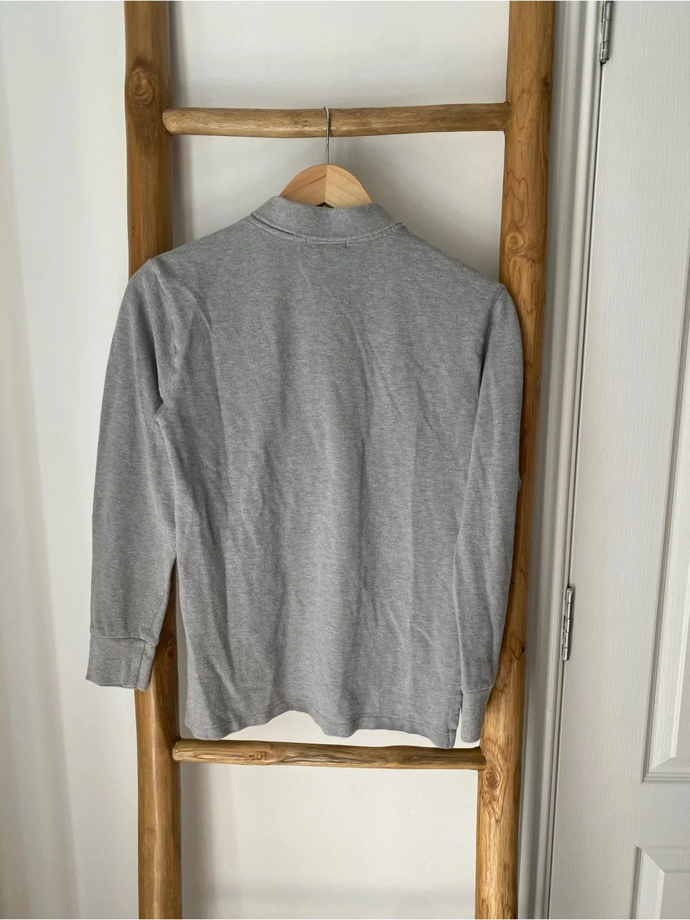 Polo Ralph Lauren Kids Long Sleeve Gray Polo Shirt Navy Embroidered Pony Logo
